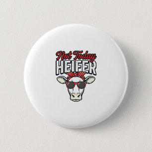 Niet Vandaag Vaars Grappige Koe Vintage Vector Ont Ronde Button 5,7 Cm