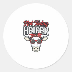 Niet Vandaag Vaars Grappige Koe Vintage Vector Ont Ronde Sticker