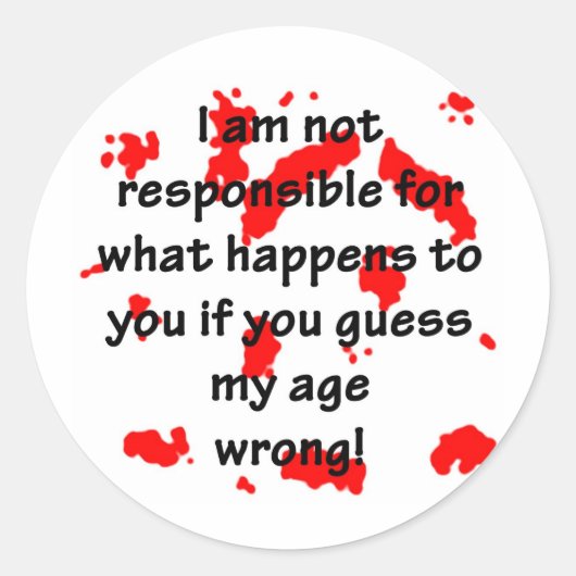 Niet verantwoordelijk ronde sticker (Voorkant)