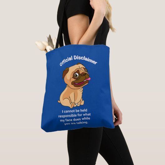Niet verantwoordelijk voor mijn gezicht tote bag (Dichtbij)