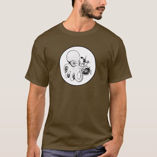 Niet verbonden - Octopus aan de telefoon T-shirt (Voorkant)