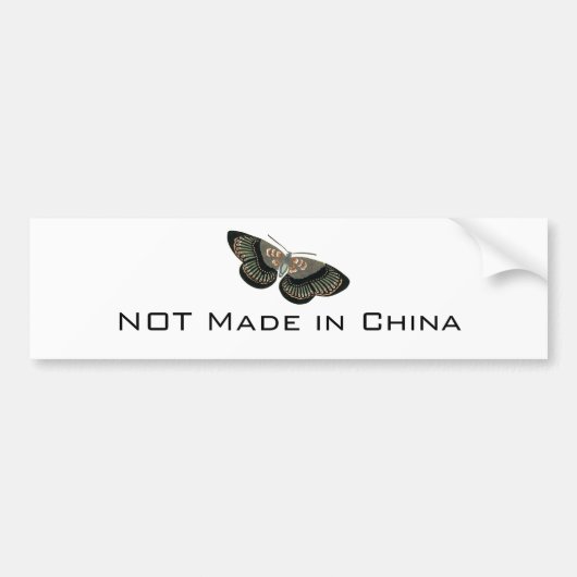 NIET vervaardigd in China BS Butterfly Bumpersticker (Voorkant)