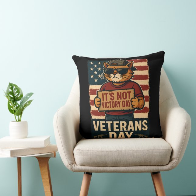 Niet Victory Day Bold Cat - Veterans Day Design Kussen (Stoel)