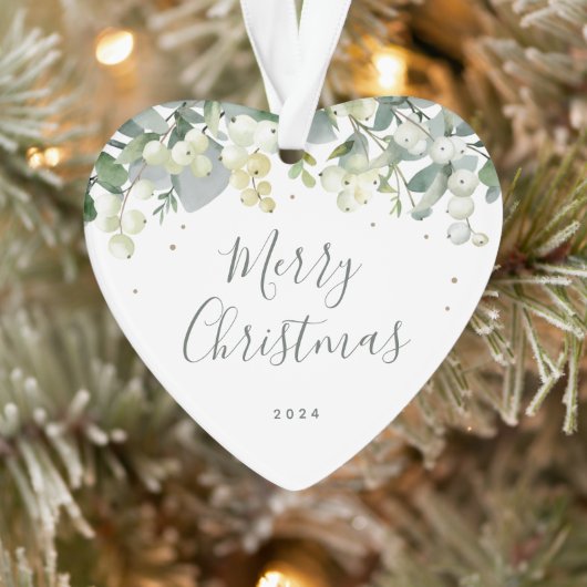 Niet voor foto aangepast Snowberry Heart Shaped Ke Ornament (Boom)