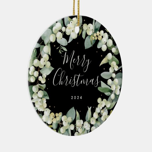 Niet voor foto's aangepaste Snowberry kerst Keramisch Ornament (Rechts)