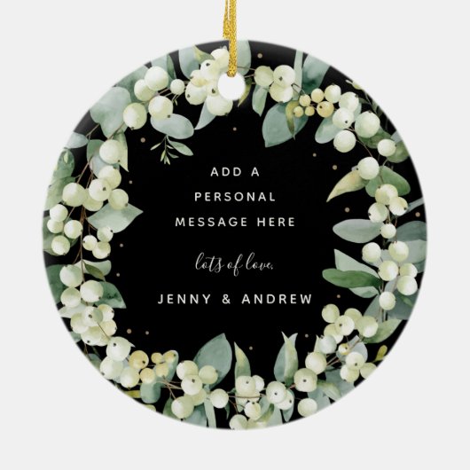 Niet voor foto's aangepaste Snowberry kerst Keramisch Ornament (Achterkant)