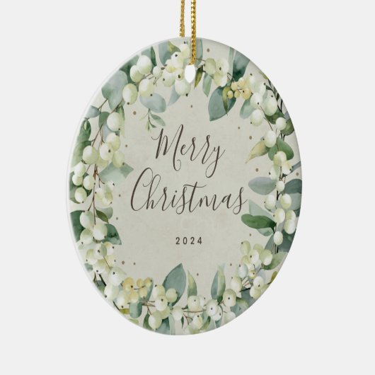 Niet voor foto's aangepaste Snowberry kerst Keramisch Ornament (Rechts)