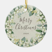 Niet voor foto's aangepaste Snowberry kerst Keramisch Ornament (Voorkant)