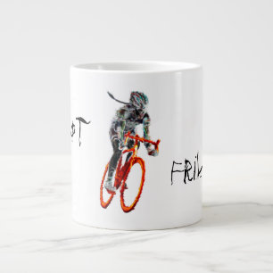 Niet vriendelijk.  Vrouw, fietslijst en vlammen Grote Koffiekop