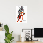 Niet vriendelijk. Vrouw, fietslijst en vlammen Poster (Thuiskantoor)