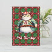 Niet vrolijk. Niet blij. Alleen kat. — Grappig Feestdagenkaart (Staand voorkant)