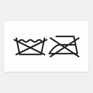 NIET WASSEN! NIET IRON! RECHTHOEKIGE STICKER