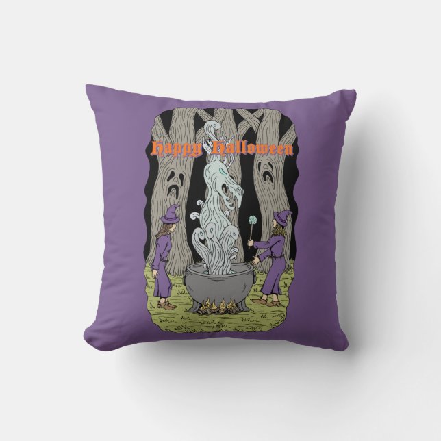 Niet wat ze verwachtten Prettig Halloween Kussen (Voorkant)
