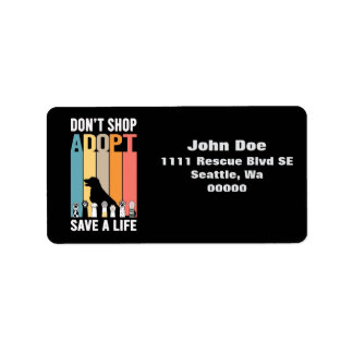 Niet winkelen Adopteer Huisdier Rescue Retour Adre Etiket