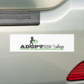 Niet winkelen, adopteren bumpersticker (Op auto)