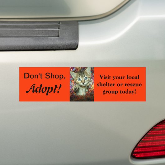 Niet winkelen, adopteren! Bumpersticker (Op auto)