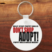 Niet winkelen, adopteren! Button Sleutelhanger (Voorkant)