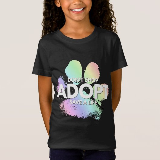 Niet winkelen, adopteren. Hond, kat, redding, dier T-shirt (Voorkant)