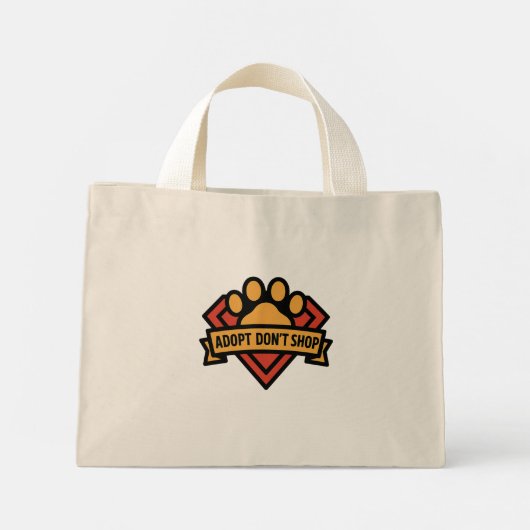 Niet winkelen, adopteren mini tote bag (Achterkant)