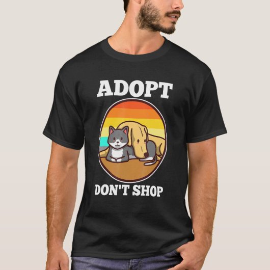 Niet winkelen, adopteren t-shirt (Voorkant)