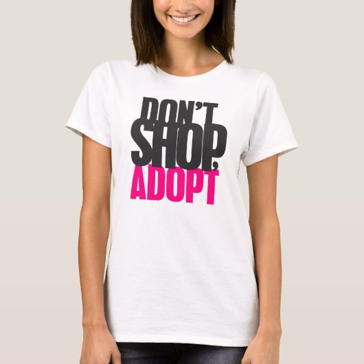 Niet winkelen, adopteren t-shirt (Voorkant)