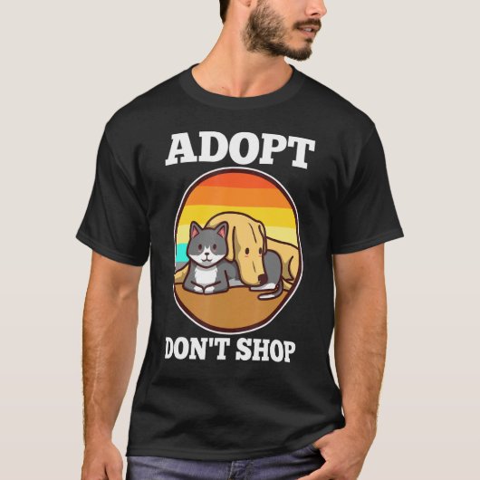 Niet winkelen, adopteren t-shirt (Voorkant)