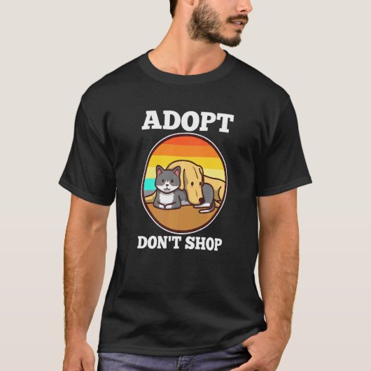 Niet winkelen, adopteren t-shirt (Voorkant)