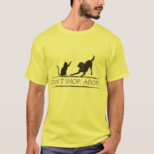 Niet winkelen - adopteren! t-shirt (Voorkant)