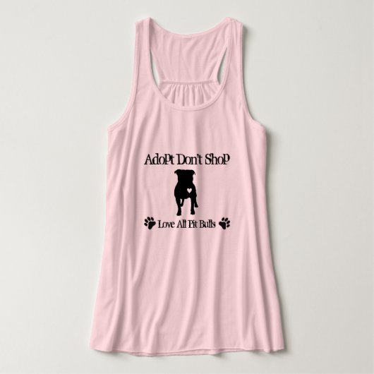 Niet winkelen, adopteren tanktop (Design voorkant)