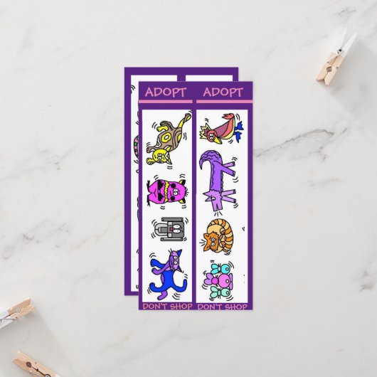 Niet winkelen, dierenredding, Bladwijzer Kaart (Voorkant / Achterkant in situ)