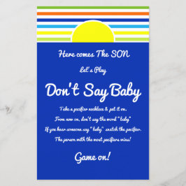 Niet zeggen Baby shower spel Hier komt de Zoon