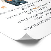 Niet zeggen Baby Sign Pumpkin Rustic Baby shower Poster (Hoek)