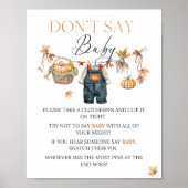 Niet zeggen Baby Sign Pumpkin Rustic Baby shower Poster (Voorkant)