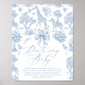 Niet zeggen baby Toile de Jouy Baby shower spel Poster (Voorkant)