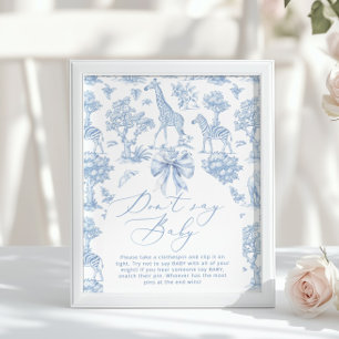 Niet zeggen baby Toile de Jouy Baby shower spel Poster