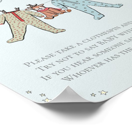 Niet zeggen Baby Winter Baby shower Game Poster (Hoek)