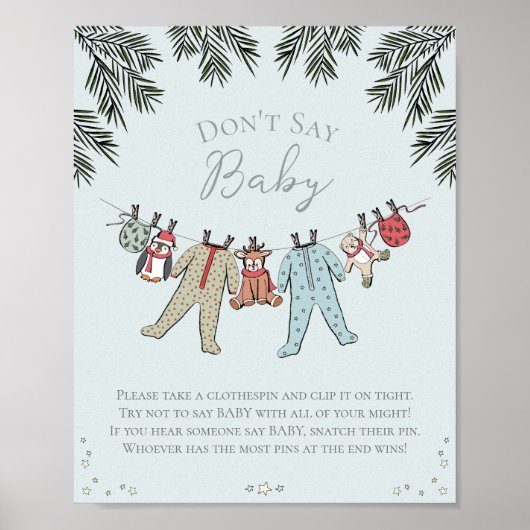 Niet zeggen Baby Winter Baby shower Game Poster (Voorkant)
