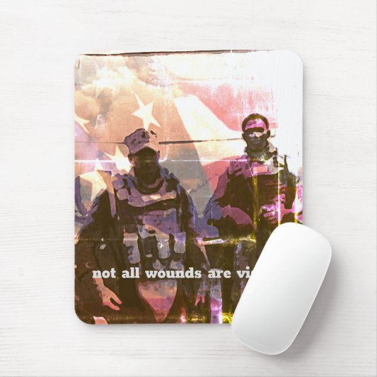 Niet zijn Alle Wonden Zichtbare PTSD Muismat (Met muis)