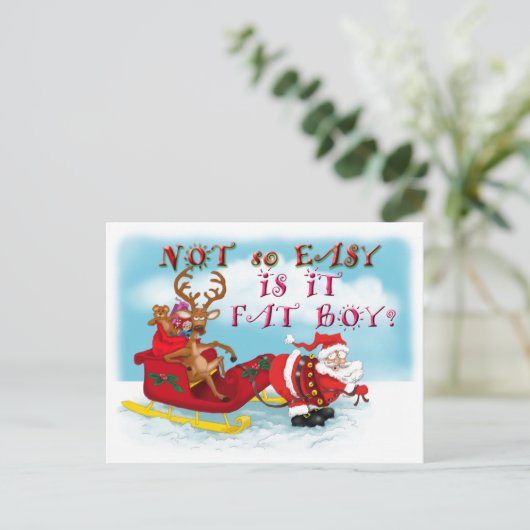 Niet zo gemakkelijk is het Vette Jongen Feestdagenkaart (Staand voorkant)