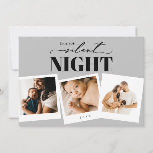 Niet zo Silent Night Silver Holiday-fotokaart Feestdagenkaart