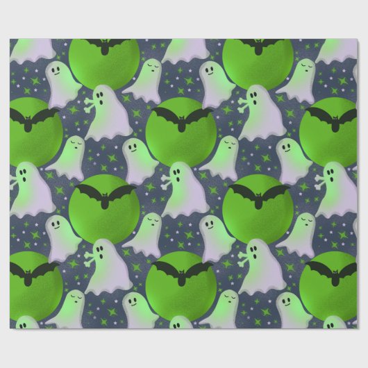 Niet zo spookkige geesten, groen verpakkingspapier cadeaupapier (Vlak)