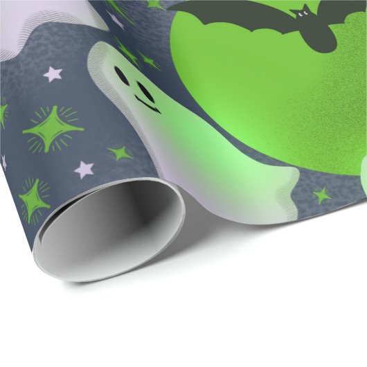 Niet zo spookkige geesten, groen verpakkingspapier cadeaupapier (Rol Hoek)