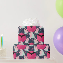 Niet zo spooky geesten roze cadeaupapier