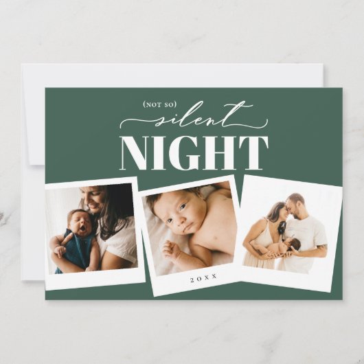 Niet zo stille nacht groene vakantie fotokaart feestdagenkaart (Voorkant)