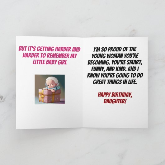 Niet zoals je oude grappige dochter verjaardag kaart (Binnen)