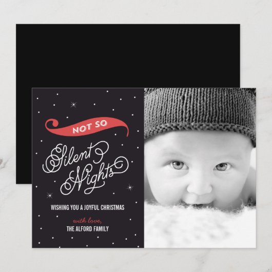 Niet zo'n luide kerstfotokaart van nacht feestdagenkaart (Voorkant / Achterkant)