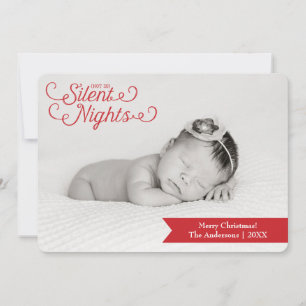 Niet zo'n stille nachtjes, nieuwe babyfotofeestkaa feestdagenkaart