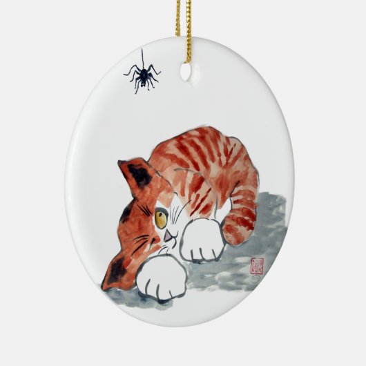 Niet zozeer Itsy Bitsy Spider en Tiger Kat Keramisch Ornament (Rechts)