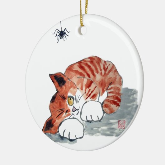 Niet zozeer Itsy Bitsy Spider en Tiger Kat Keramisch Ornament (Links)
