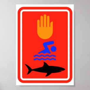 Niet zwemmen... Haaien in het gebied Poster